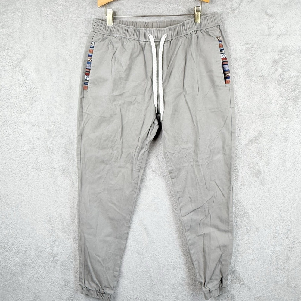 Wowie Jogger Pants Mens L Gray Cotton Stretch Aztec Pockets Casual Everyday